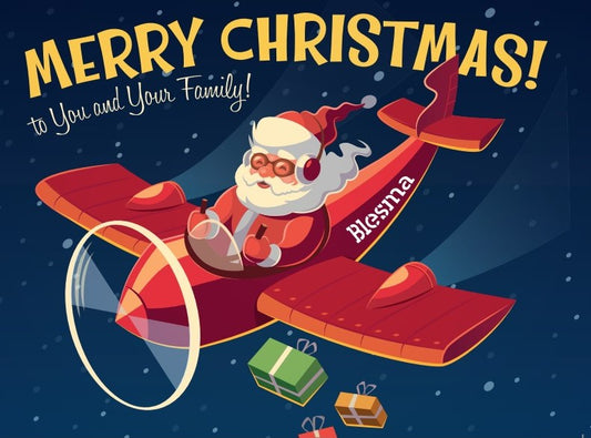 Flying Santa Christmas Cards