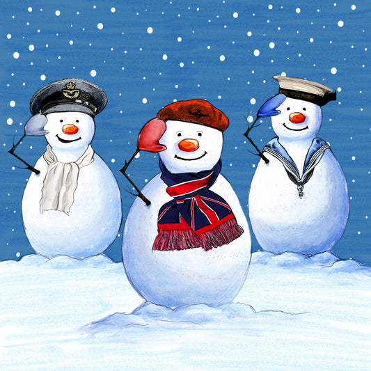 Snowmen Saluting Christmas Cards